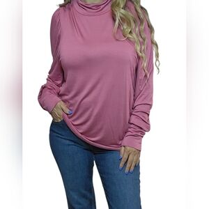Jolie & Joy Pink Mock Neck Long Sleeve Top Size 2X